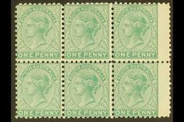 \Y SOUTH AUSTRALIA\Y 1876-1904 1d Deep Green, Perf 10, SG 167b, A Superb Mint BLOCK OF SIX With Five Of The Stamps Never - Other & Unclassified