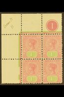 \Y TASMANIA\Y 1906-09 1s Rose & Green Wmk Crown Over A Wmk Inverted Perf 11, SG 257a, Mint (stamps Never Hinged) Upper L - Autres & Non Classés