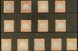 \Y VICTORIA\Y POSTAGE DUE. 1890-94 Complete Set, SG D1/10, Plus Listed Shade Variants Of ½d, 1d And 2d (SG D1a/3a). A Fi - Autres & Non Classés