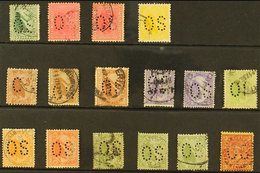 \Y WESTERN AUSTRALIA\Y OFFICIALS. A Selection Of "OS" Punctured Official Perfins With Values To 2s. Interesting (16 Stam - Autres & Non Classés