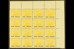 \Y WESTERN AUSTRALIA\Y 1912 1d On 2d Yellow Perf 12½x12, SG 172, Never Hinged Mint BLOCK OF SIXTEEN From The Top Right C - Other & Unclassified