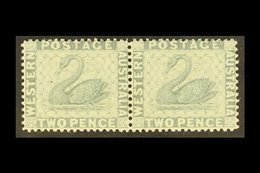 \Y WESTERN AUSTRALIA\Y 1888 2d Grey, Wmk Crown CA Sideways, Horizontal Pair, SG 104, Very Fine Mint. For More Images, Pl - Other & Unclassified