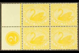 \Y WESTERN AUSTRALIA\Y 1898-1907 2d Bright Yellow, Wmk SG Type W18, Control Block Of Four, SG 113, Light Hinge Mark On M - Autres & Non Classés