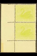 \Y WESTERN AUSTRALIA\Y 1902-11 8d Apple-green, Wmk V Over Crown, Vertical Corner Marginal Pair, SG 121, Never Hinged Min - Sonstige & Ohne Zuordnung