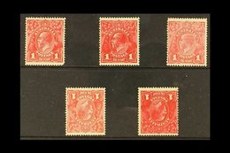 \Y 1916-18\Y Unsurfaced Paper Mint Group With Shades & Two Inverted Watermarks, SG 47/47hw, A Fine Mint Group (5 Stamps) - Autres & Non Classés