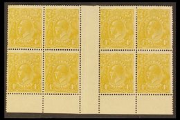 \Y 1924\Y KGV 4d Olive-yellow, SG 80, Lower Marginal INTERPANNEAU BLOCK OF EIGHT Mint, The Bottom Row Never Hinged, Ligh - Andere & Zonder Classificatie