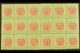 \Y POSTAGE DUES\Y 1901 2d Rosine And Yellow Green, SG D65, Mint Block Of 18, (2 Og) Rest NHM, Showing Minor Plate Flaws  - Other & Unclassified