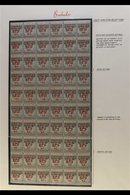 \Y 1907\Y KINGSTON RELIEF FUND, COMPLETE PANE OF SIXTY - Sixth & Seventh Settings In Combination, Ovpt Inverted, No Stop - Barbades (...-1966)