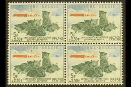 \Y 1957\Y 5f+2.50f Antarctic Expedition Stamps From Mini-sheets (Michel 1073, COB 1031), Superb Never Hinged Mint BLOCK  - Other & Unclassified