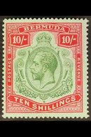 \Y 1918-22\Y 10s Green And carmine / Pale Bluish Green, Wmk  BREAK IN SCROLL, SG 54a, Never Hinged Mint. Rare In This Co - Bermuda