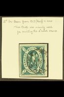 \Y 1867-68\Y 5c Green Condor From Plate 7 (position 9) Superb Used Example With 4 Large Margins. Identified By Peter Hol - Bolivië