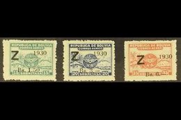 \Y 1930\Y Air Graf Zeppelin "Z" Overprints Complete Set (Scott C24/26, SG 241/43), Fine Mint, Usual Rough Perfs, 3b On 2 - Bolivië