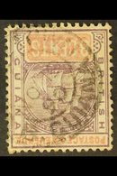 \Y 1889\Y 8c Dull Purple & Rose With WATERMARK INVERTED Variety, SG 199w, Fine Used With Fully Dated Cds Cancel, Scarce. - Guyane Britannique (...-1966)