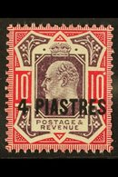 \Y TURKISH CURRENCY\Y 1902-05 4pi On 10d Dull Purple & Carmine (chalky) "No Cross On Crown" Variety, SG 31b, Never Hinge - Brits-Levant