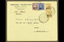 \Y ERITREA\Y 1945 Commercial Cover To Malta, Franked With 2½d, 3d & 5d Pair Of KGVI "M.E.F." Overprints, SG M13/15, Asma - Italiaans Oost-Afrika