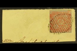 \Y 1851\Y 3d Dull Red, SG 2, Used With 4 Neat Margins Tied To Large Piece By Full Barred Oval Cancellation. An Impressiv - Andere & Zonder Classificatie