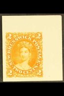 \Y 1860-63 IMPERF PLATE PROOF\Y 2c Orange Imperf Plate Proof On India Card, Jumbo Margins To All Sides. An Attractive Ex - Other & Unclassified