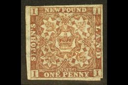 \Y 1862-64\Y 1d Chocolate- Brown, Imperforate, SG 16, Mint Part O.G., Four Margins, Cat.£350. For More Images, Please Vi - Other & Unclassified