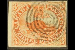 \Y 1851\Y 3d Red On Laid Paper, SG 1, Clear To Large Margins All Round Crisp Cancel. Cat £1100. For More Images, Please  - Andere & Zonder Classificatie