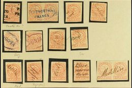 \Y 1868\Y 1p Rose Red Type I (Scott 57b, SG 56) - Fifteen Used Examples Incl Two Pairs Wit Postmark Interest Such As Ova - Kolumbien