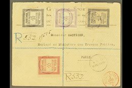 \Y 1893\Y (15th October) Rare Envelope Registered To Paris, Bearing 1892 Set Of Four Tied By Violet Cook Islands P O Rar - Cookeilanden