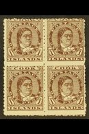 \Y 1893-1900\Y 1d Brown Queen, SG 5, Scarce Mint Block Of Four With Large Part Gum, Some Light Paper Adherence. For More - Cook Islands