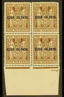 \Y 1943-54\Y 2s.6d Dull Brown Arms, Upright Watermark, SG 131, Lower Marginal Block Of Four, Very Fine Mint With The Low - Cookeilanden