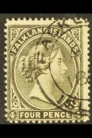 \Y 1891-1902\Y 4d Brownish Black WATERMARK REVERSED, SG 31, Fine Cds Used, Very Fresh. For More Images, Please Visit Htt - Falklandeilanden