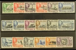 \Y 1938-50\Y Complete "Basic" Definitive Mint, SG 146/63, Lightly Hinged Very Fine Mint (18 Stamps) For More Images, Ple - Falklandinseln