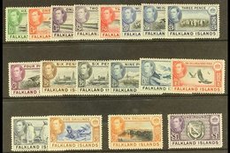 \Y 1938-50\Y Pictorial Definitives Complete Set, SG 146/163, Never Hinged Mint. (18 Stamps) For More Images, Please Visi - Falklandeilanden