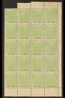 \Y 1876-77\Y 2d On 3d Pale Green On Wove Paper, SG 29, Mint BLOCK OF TWENTY With Sheet Margin To 3 Sides, The Lower 16 S - Fidji (...-1970)