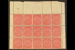 \Y 1878-99\Y 6d Bright Rose Perf 11 X 11¾, SG 59a, Mint PART SHEET OF FIFTEEN With Selvage On 3 Sides, Nine Stamps Never - Fiji (...-1970)
