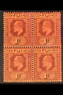 \Y 1903 BLOCK OF FOUR.\Y 1d Dull Purple & Black/red, CA Wmk, SG 105, Very Fine / Never Hinged Mint (4 Stamps) For More I - Fidji (...-1970)