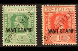 \Y 1915\Y ½d & 1d "War Stamp" Set Overprinted "SPECIMEN", SG 138s/139s, Fine Mint, The 1d With Shortish Perf At Top (2 S - Fiji (...-1970)