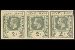 \Y 1922\Y 2d Grey IMPERFORATE PLATE PROOF STRIP OF THREE On 1922 Irish "E" Watermarked Gummed Paper, Superb Never Hinged - Fidji (...-1970)