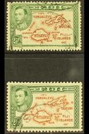 \Y 1942-48\Y 2½d Brown And Green Map Stamp, Perf 13½ And Perf 12, Each Showing Extra Island Variety, SG 256 Ba And Ca, F - Fiji (...-1970)