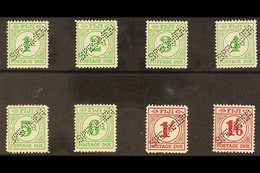 \Y POSTAGE DUE\Y 1940 Set Complete Perf "SPECIMEN", SG D11s/18s, Very Fine Mint, The 5d With Repaired Corner (8 Stamps)  - Fiji (...-1970)