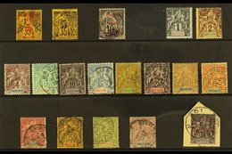\Y INDO - CHINA\Y 1889-99 USED 19TH CENTURY RANGE On  A Stock Card. Includes 1889 5 On 35c Surcharges In Red And Black,  - Autres & Non Classés