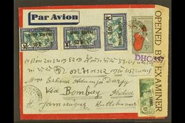 \Y MADAGASCAR\Y 1944 CENSOR COVER. A 3.65f Cover To India Uprated With Seven Stamps With "France Libre" Opts. Lovely For - Autres & Non Classés