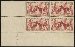 \Y MAURITANIA\Y 1942 1fr 50 Brown Red Bedouin Camp, Yv 112A, Superb NHM Dated Corner Block Of 4 (lightly Hinged On Selve - Autres & Non Classés