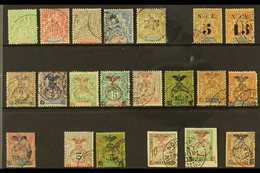 \Y NEW CALEDONIA\Y 1900-1904 All Different FINE USED Collection On A Stock Card. Note 1900-04 To 50c, 1902 Surcharges, 1 - Andere & Zonder Classificatie