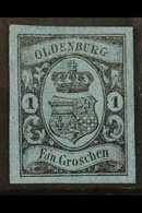 \Y OLDENBURG\Y 1859 1Gr Black On Blue, Mi 6a, Superb Mint No Gum With Huge Margins. For More Images, Please Visit Http:/ - Andere & Zonder Classificatie