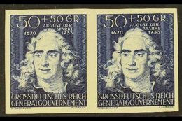 \Y GENERALGOUVERNEMENT\Y 1944 50g+50g Blue Culture Fund IMPERF, Michel 123 U, Never Hinged Mint Horizontal IMPERF PAIR,  - Other & Unclassified