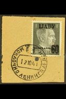 \Y LJADY, OCCUPIED LENINGRAD\Y 1941 60 (Kop) On 1pf Grey- Black Hitler Ostland Stamp With Black Overprint, Michel 2a, Ve - Andere & Zonder Classificatie