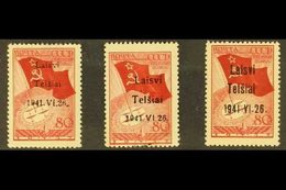 \Y TELSIAI (TELSCHEN)\Y 1941 80k Dark Brownish- Red With Type I, II & III Overprints, Michel 8I/8III, Used, The Types I  - Sonstige & Ohne Zuordnung