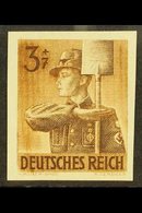 \Y 1943\Y 3pf Brown Labour Corps IMPERF (Michel 850 U, SG 838a), Never Hinged Mint, Fresh. For More Images, Please Visit - Sonstige & Ohne Zuordnung