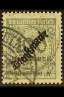 \Y OFFICIAL\Y 1923 100mio Grey "Dienstmarke" Overprint (Michel 82, SG O342), Very Fine Cds Used, Expertized Infla Berlin - Altri & Non Classificati