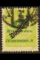 \Y OFFICIAL\Y 1923 10mrd Green & Apple-green "Dienstmarke" Overprint (Michel 86, SG O346), Cds Used, Expertized Dr Oechs - Autres & Non Classés