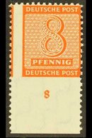 \Y RUSSIAN ZONE - WEST SAXONY\Y 1948 Perf 11½ 8pf Orange, Lower Marginal Example IMPERF AT BASE, Michel 118 A X Uu, Neve - Andere & Zonder Classificatie