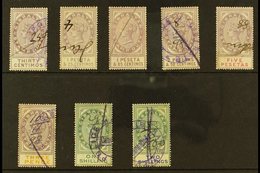 \Y REVENUE STAMPS\Y STAMP DUTY 1894 30c, 1p25, 1p85, 2p50 And 5p (Barefoot 1/2 & 4/6); Plus 1898 3d, 1s And 2s (Barefoot - Gibilterra